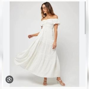 L*Space White Off-Shoulder Maxi Dress